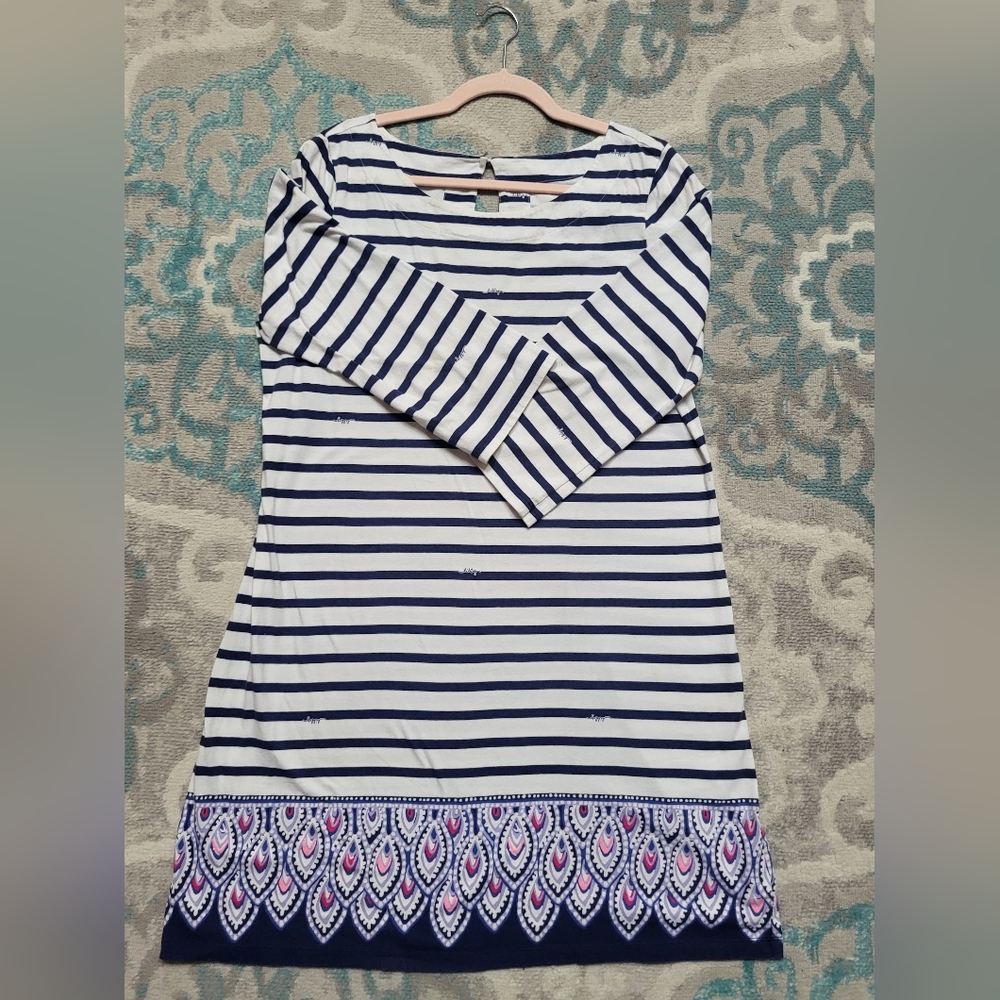 Lilly Pulitzer Beacon Dress In Serene Stripe Navy Whitr